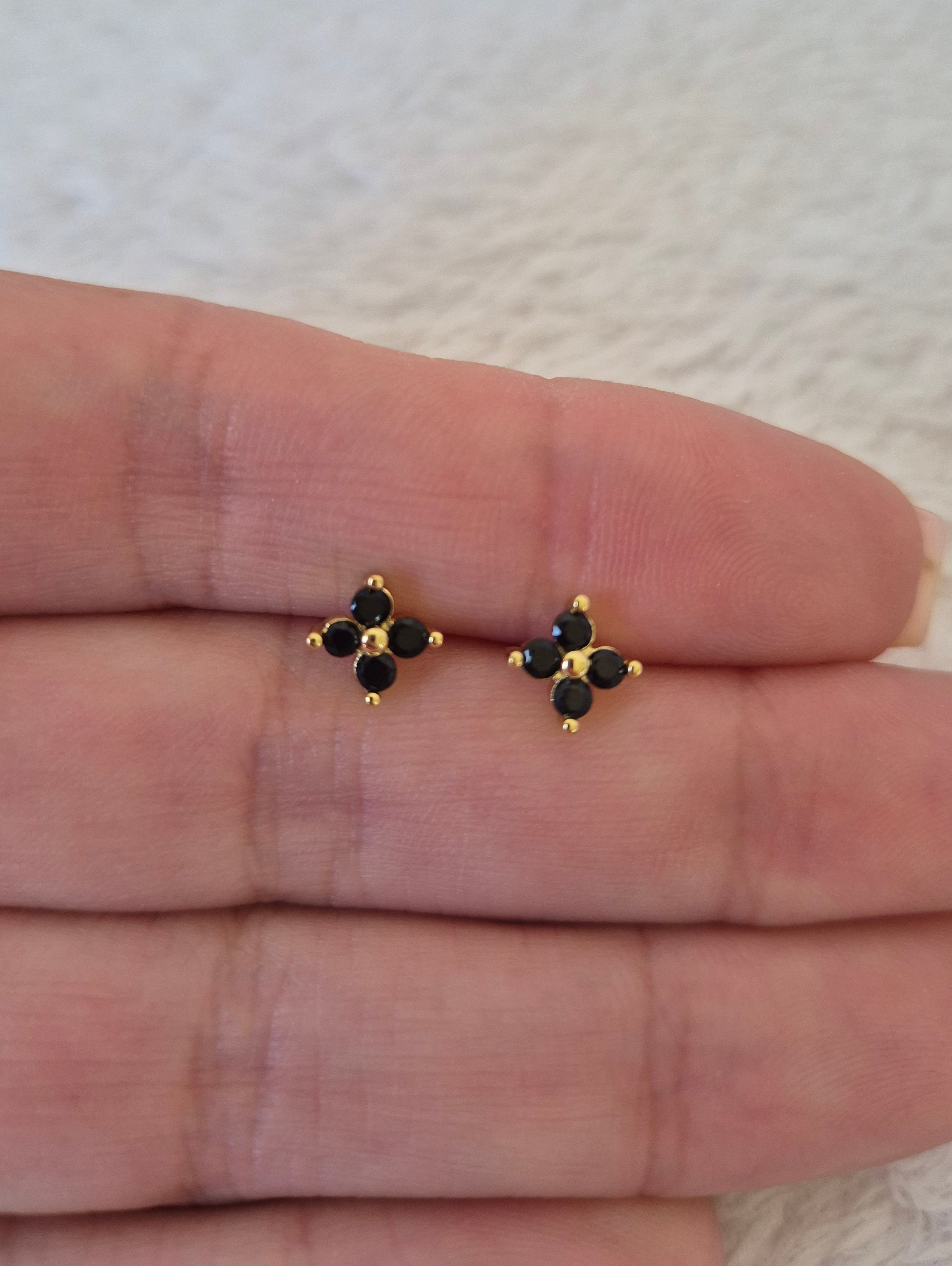 Boucles d'oreilles strass noirs