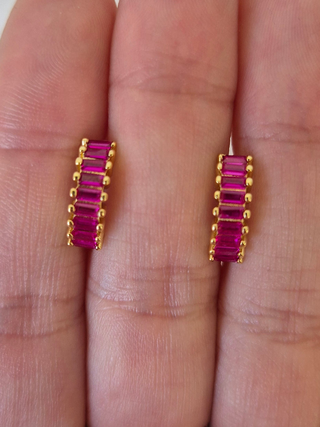 Boucles d'oreilles strass fuschia