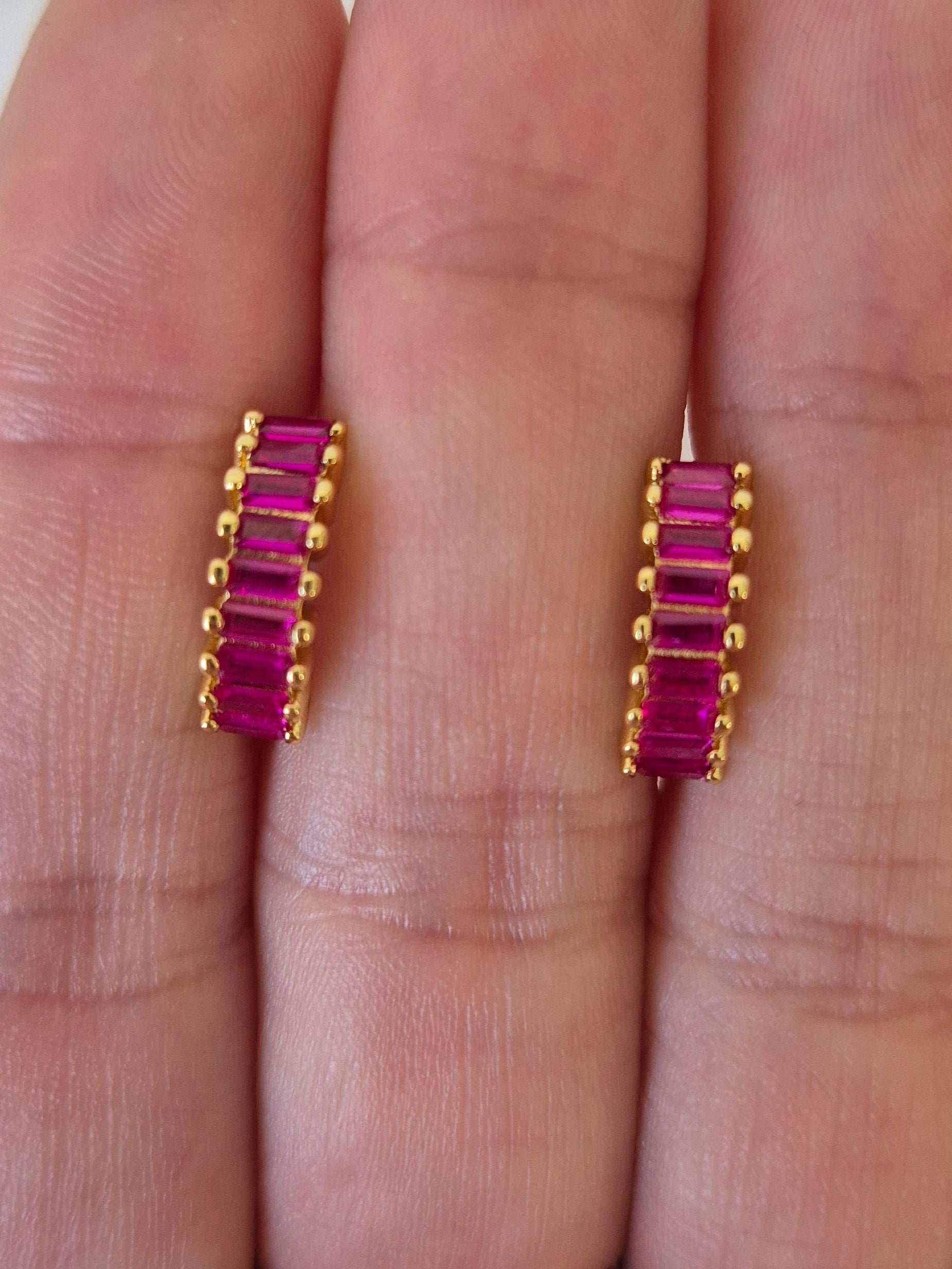 Boucles d'oreilles strass fuschia