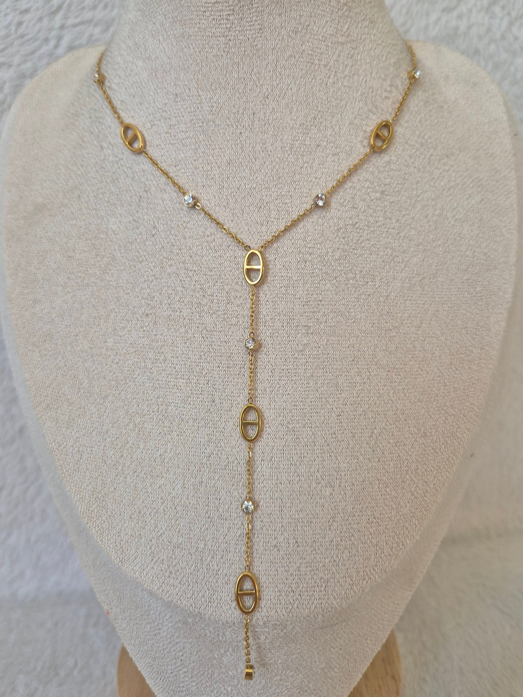 Collier Y maille marine