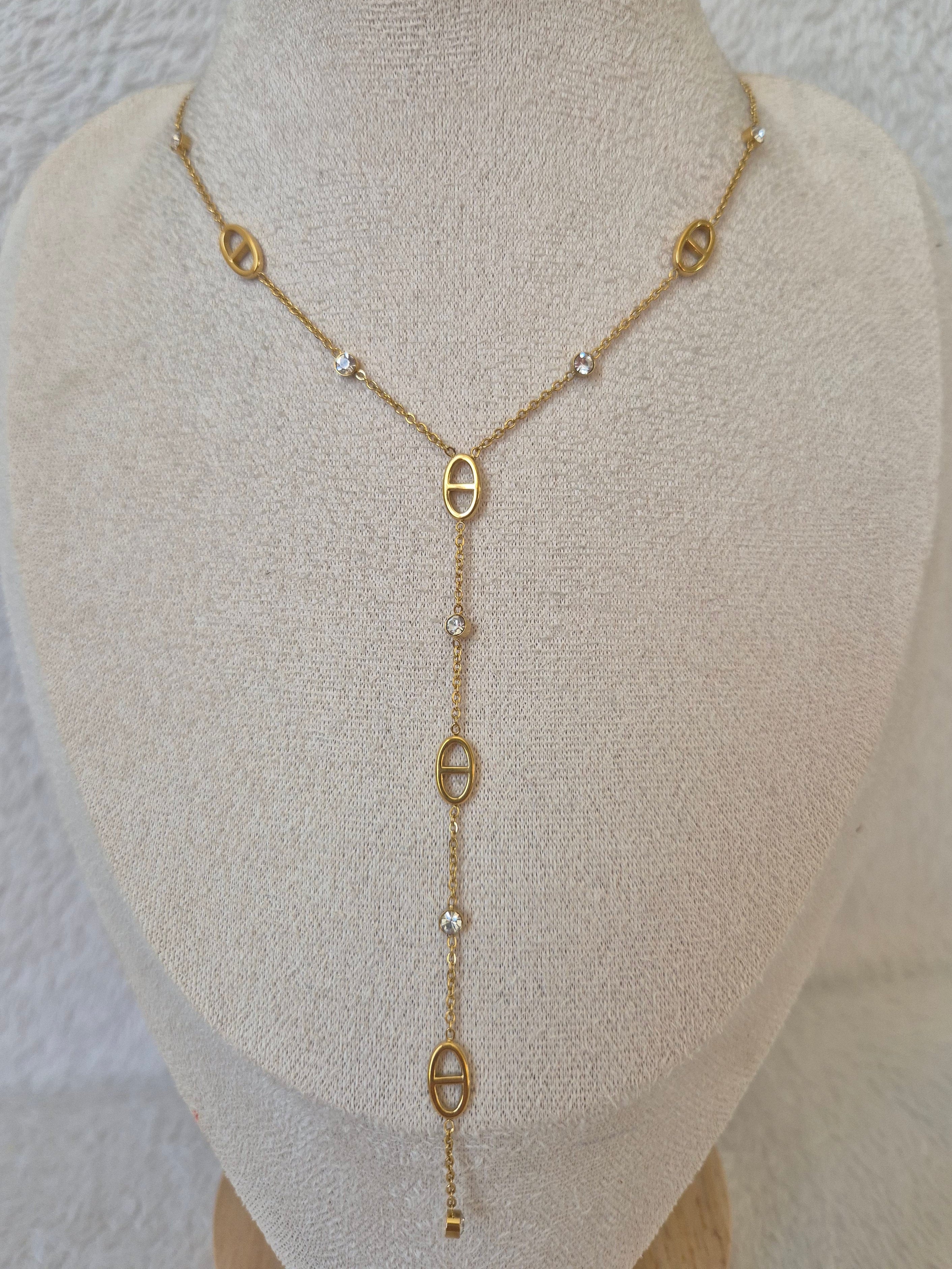 Collier Y maille marine