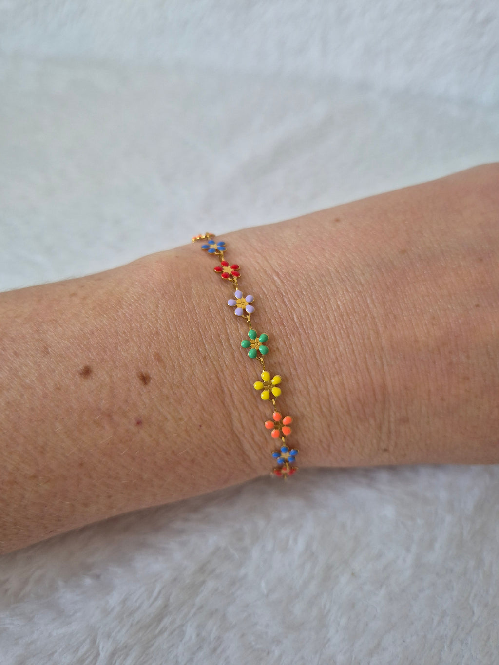 Bracelet fleurs multicolores