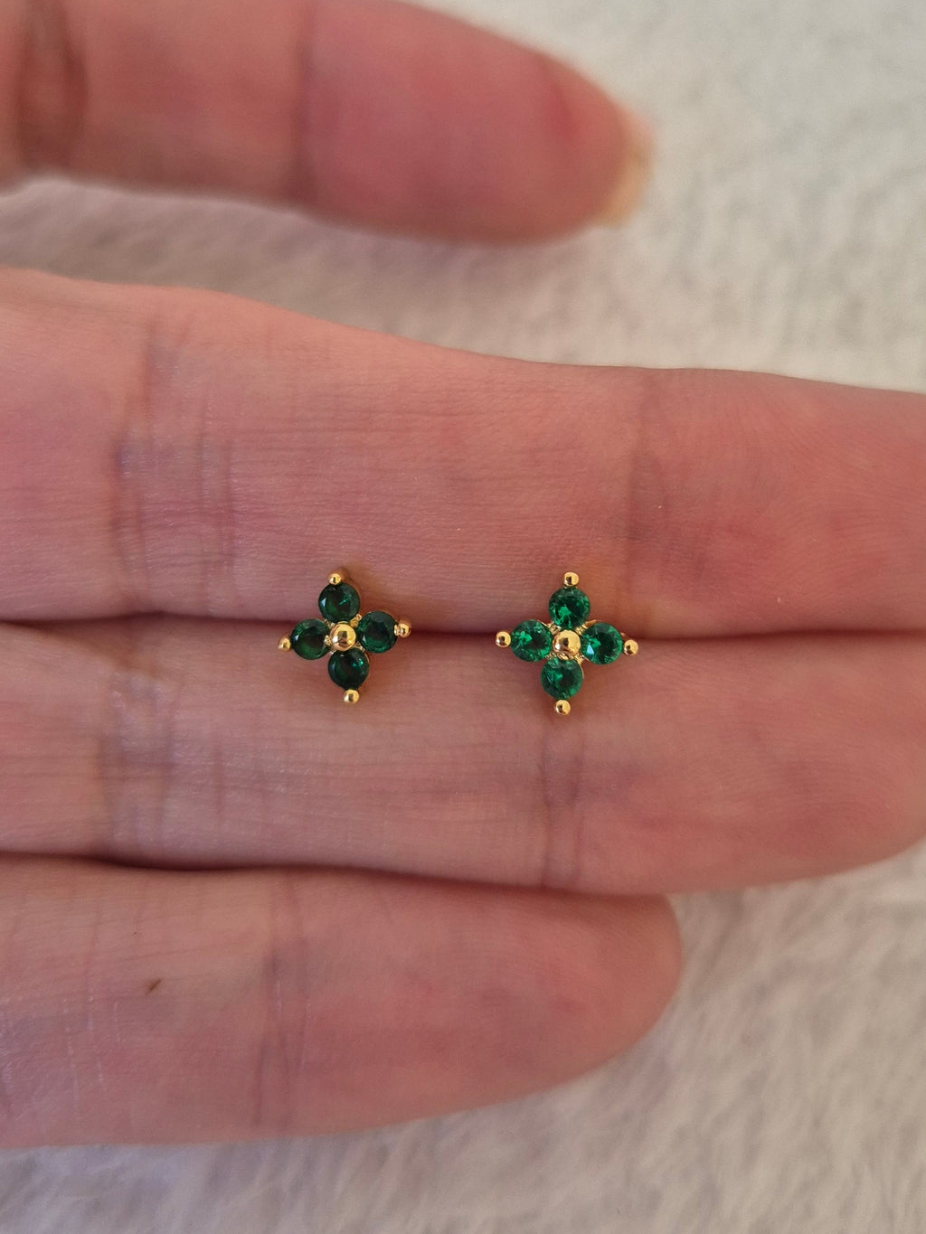 Boucles d'oreilles strass verts