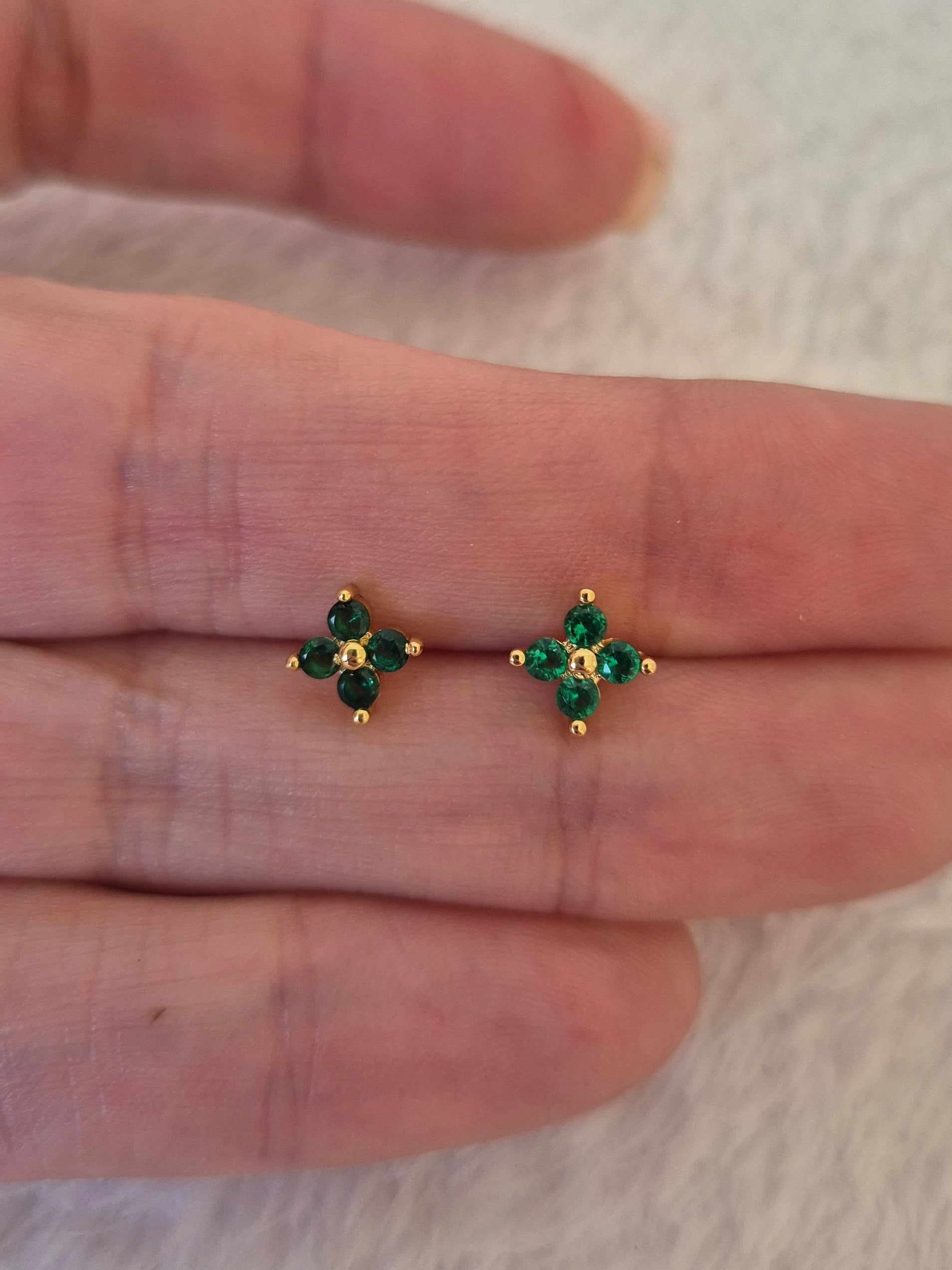 Boucles d'oreilles strass verts