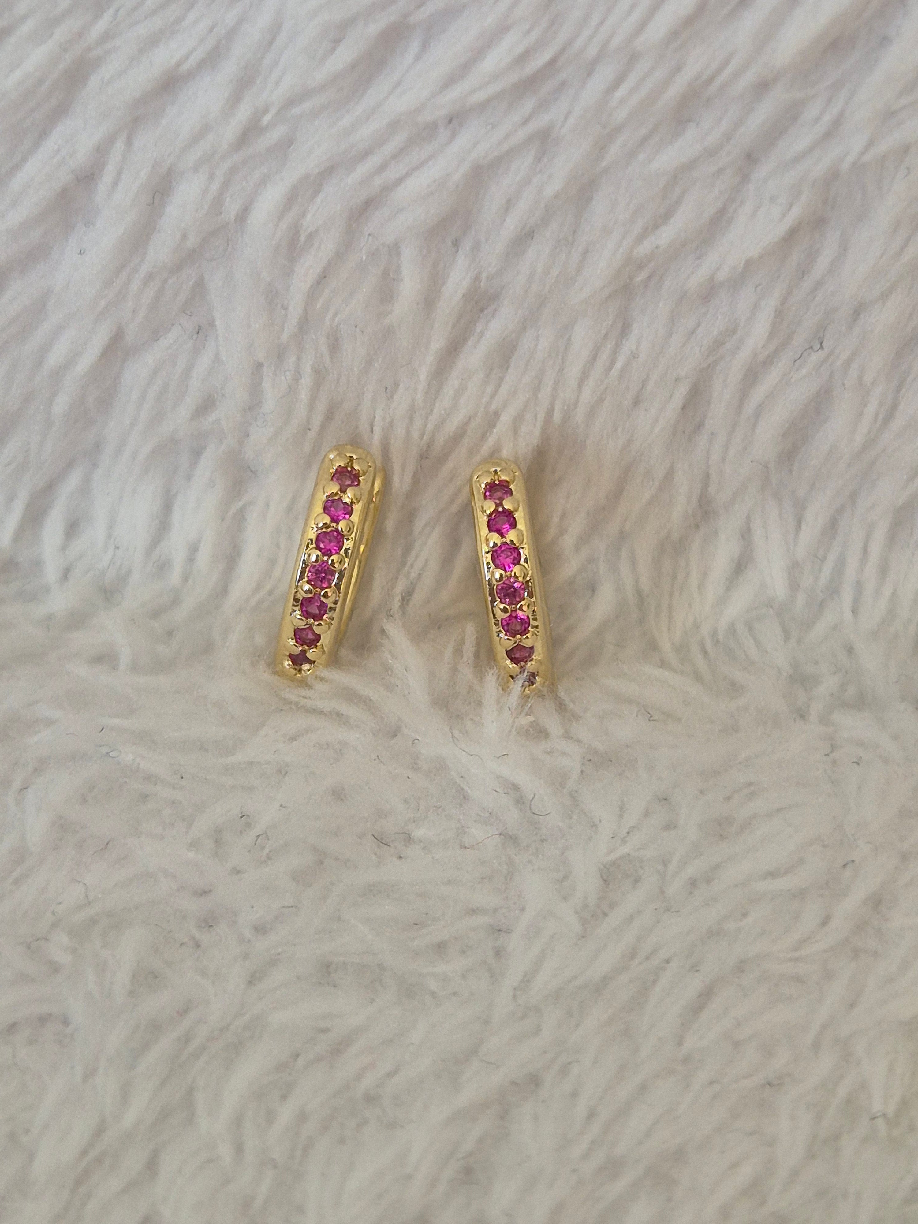 Mini créoles strass fuschia