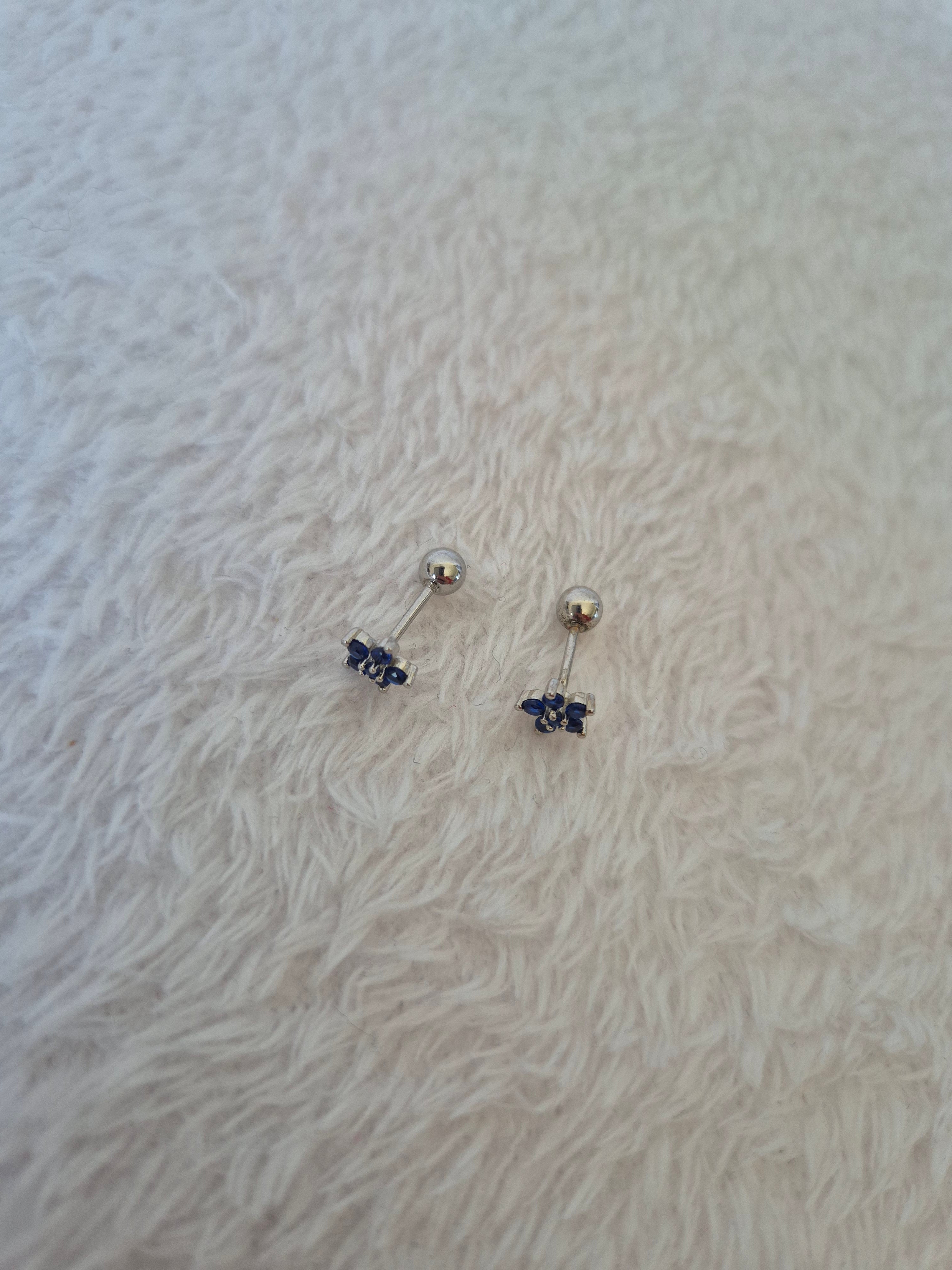 Boucles d'oreilles étoiles strass bleus marines