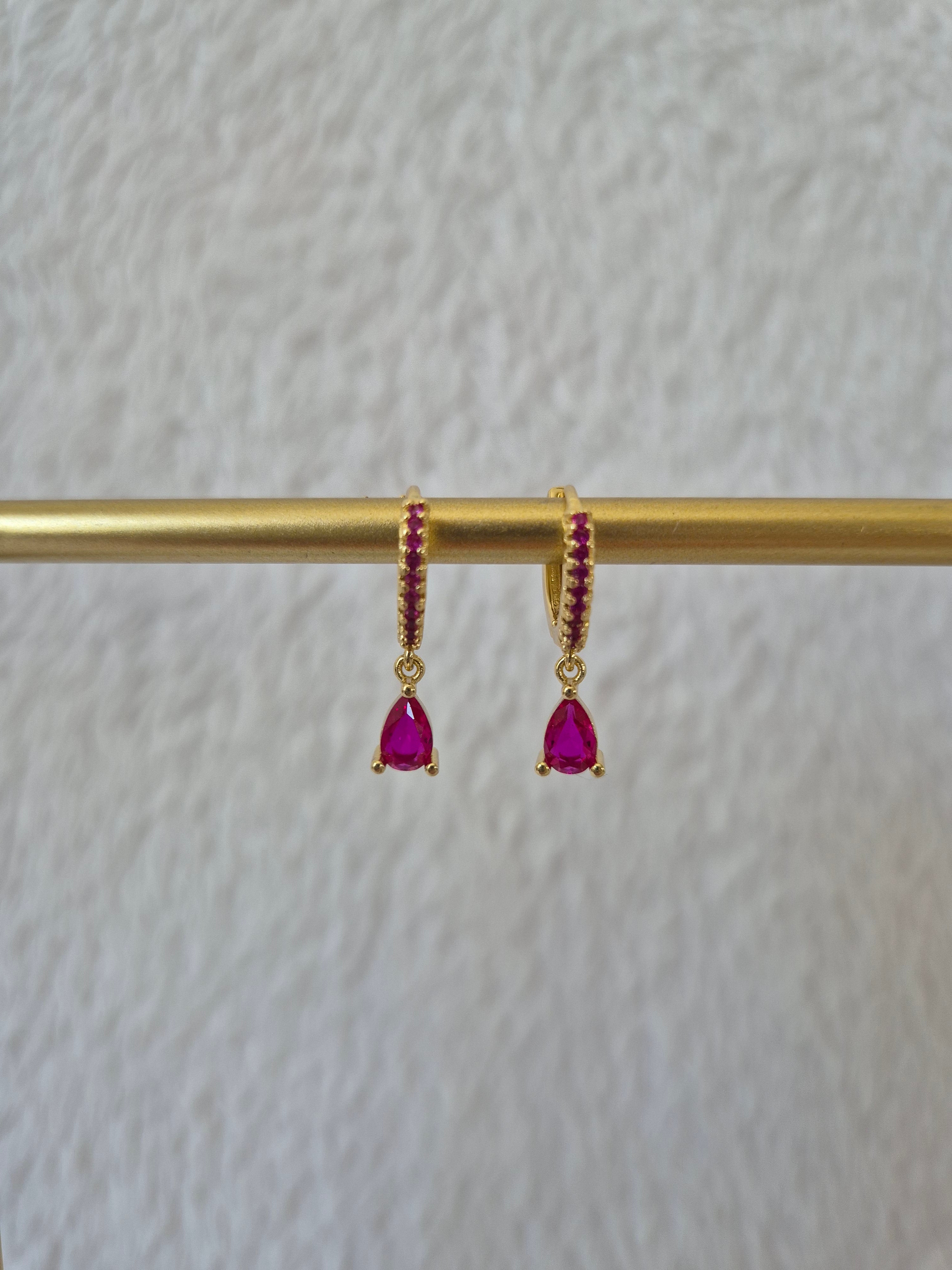 Boucles d'oreilles strass fuschia