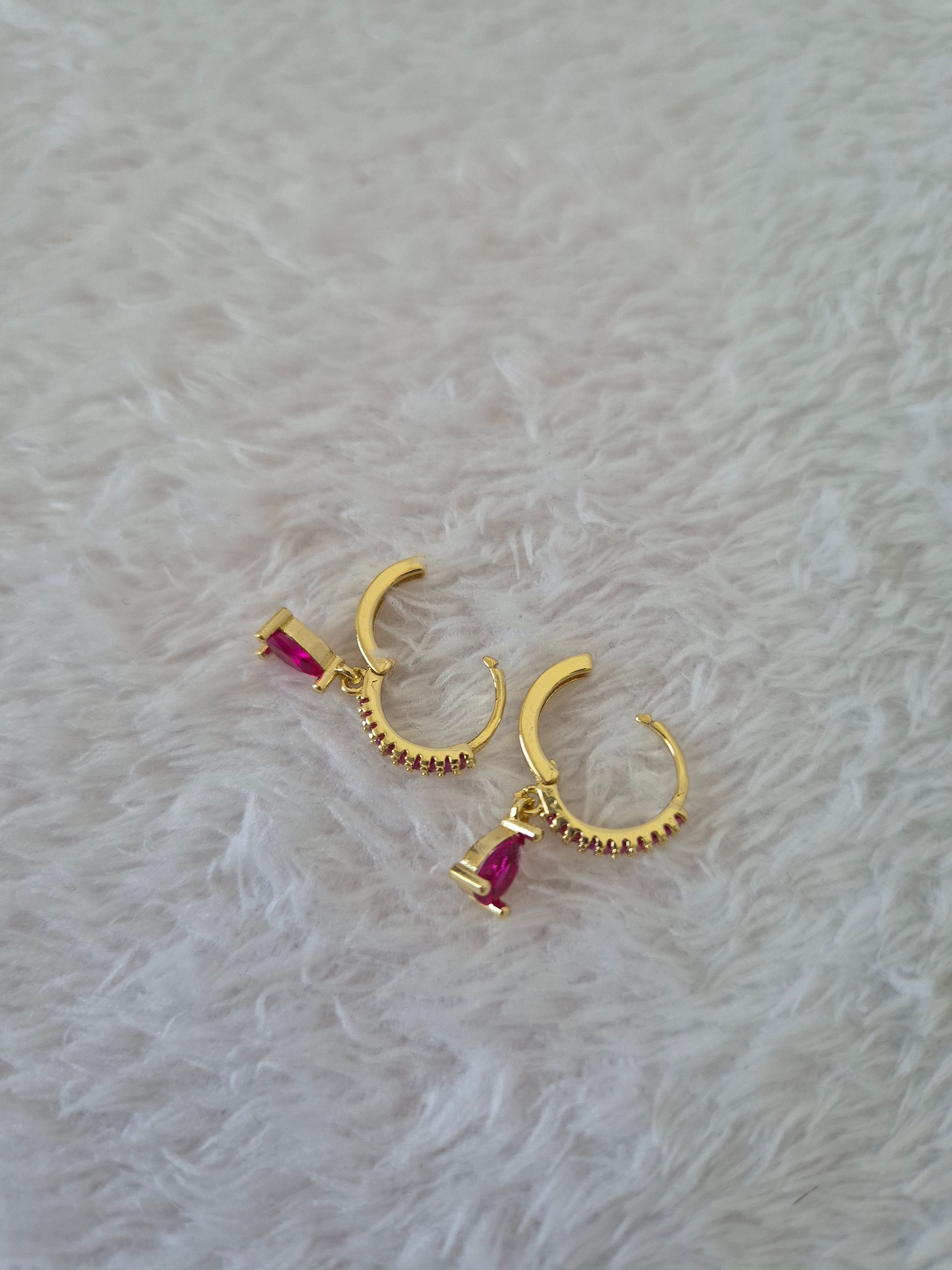 Boucles d'oreilles strass fuschia