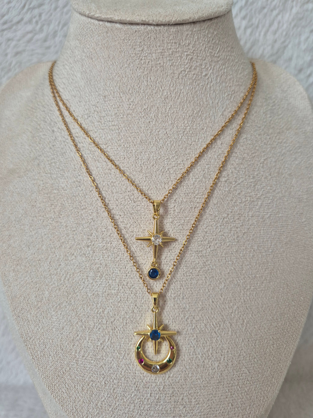 Collier lune étoiles
